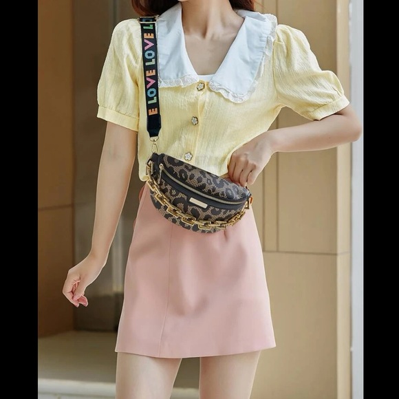 Handbags - 💙 Leather Leopard Pattern Embroidered Removable Adjustable Strap Fanny Pack